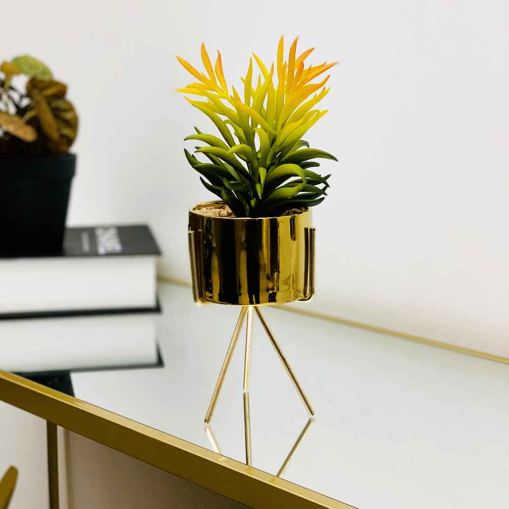 Golden Tripod Artificial Table Plant FLAMINGO