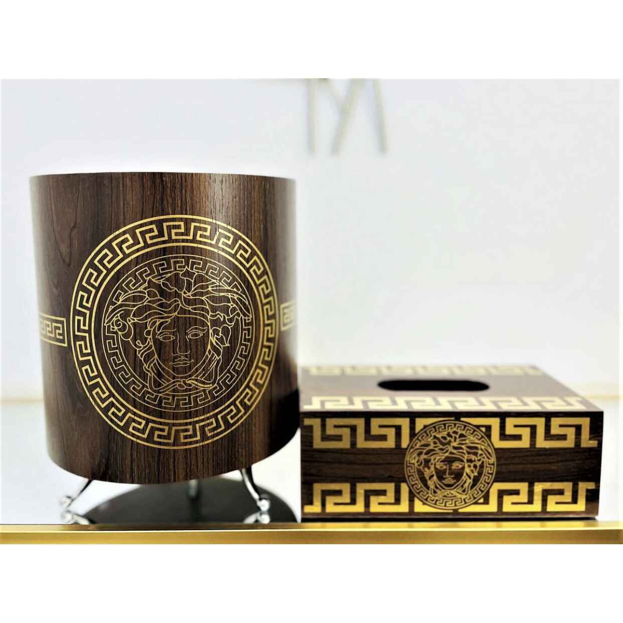 Versace Design Basket & Tissue Box FLAMINGO