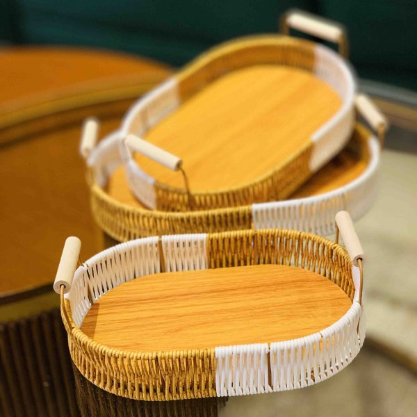 Cane & Wooden Baskets (3pc set) - Image 2